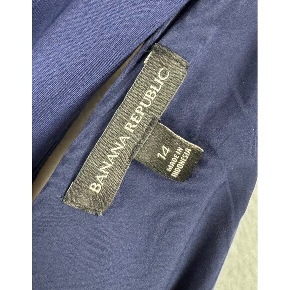 Banana Republic Cross back Ponte Midi Dress modest navy with pockets sz 14 - Picture 4 of 11